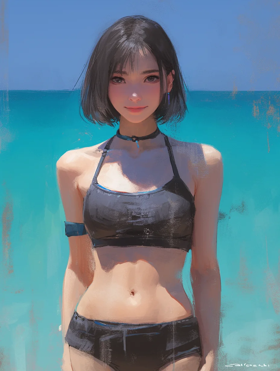 ｜短发海边少女