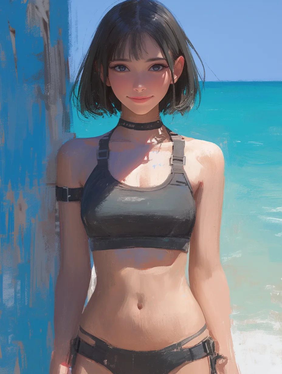 ｜短发海边少女