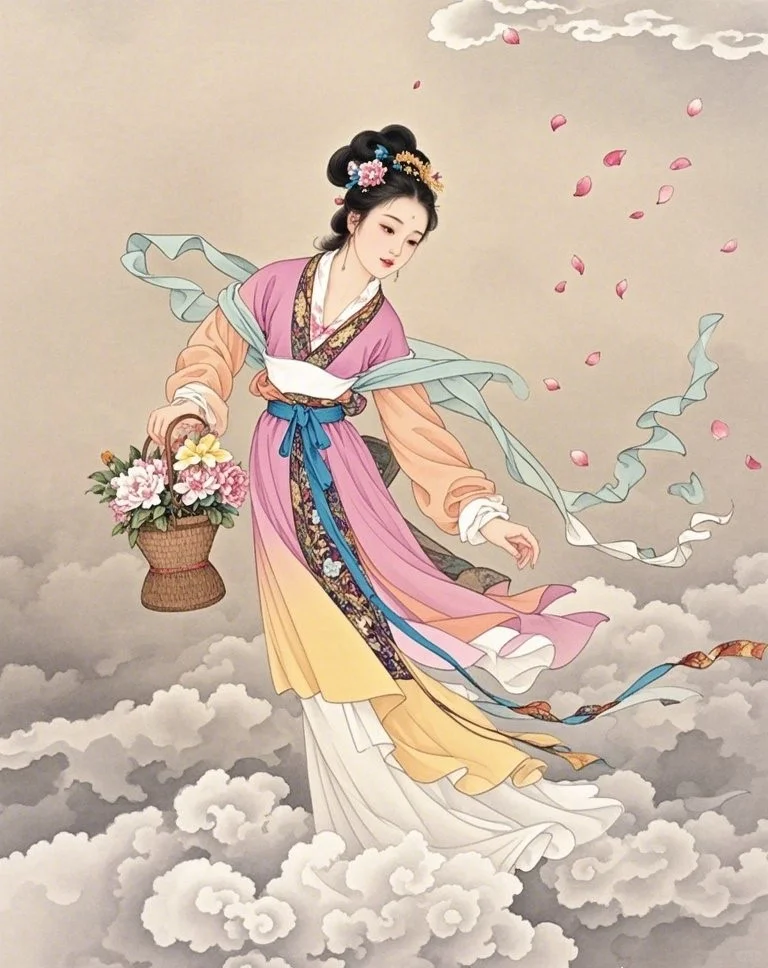 仕女图：天女散花