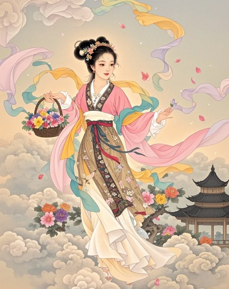 仕女图：天女散花