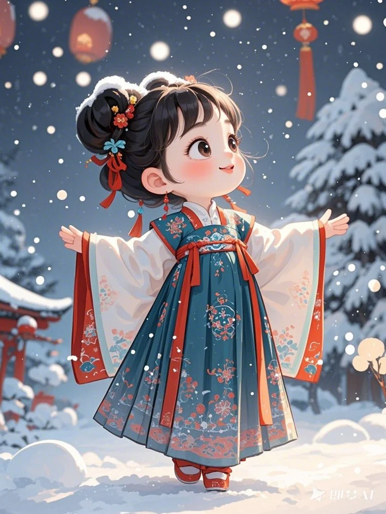 汉服女孩的雪中独白