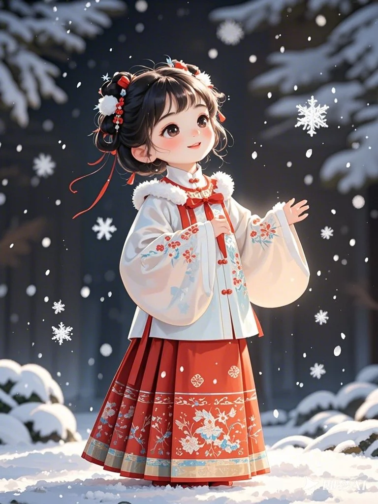 汉服女孩的雪中独白