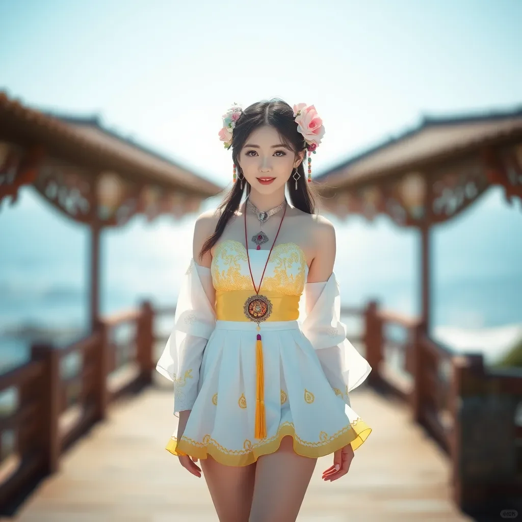 AI绘画 海边美女