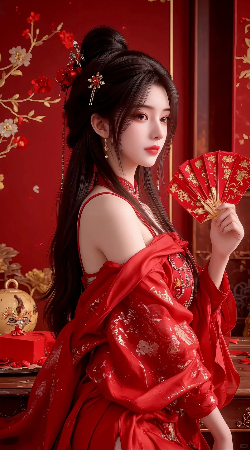 李慕婉拜年啦新年红色手机动漫国漫女神壁纸