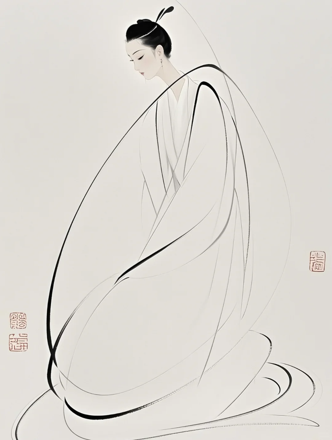 简笔画，古风