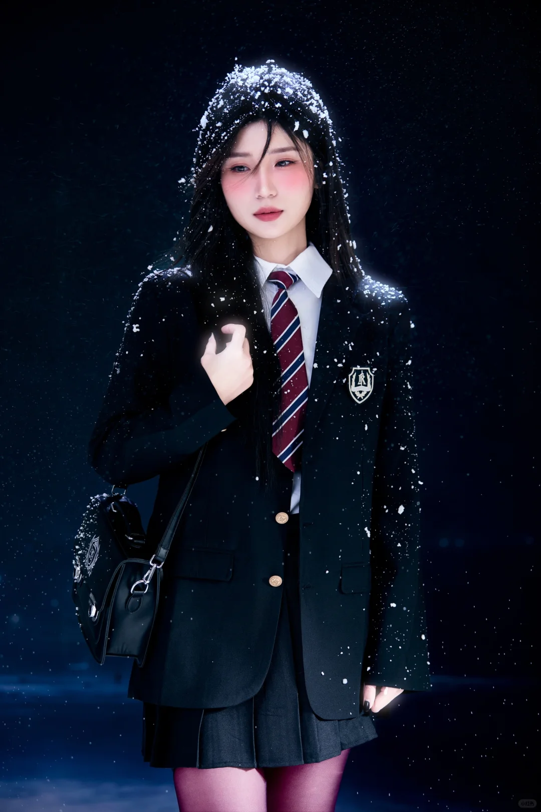 雪景制服韩式写真