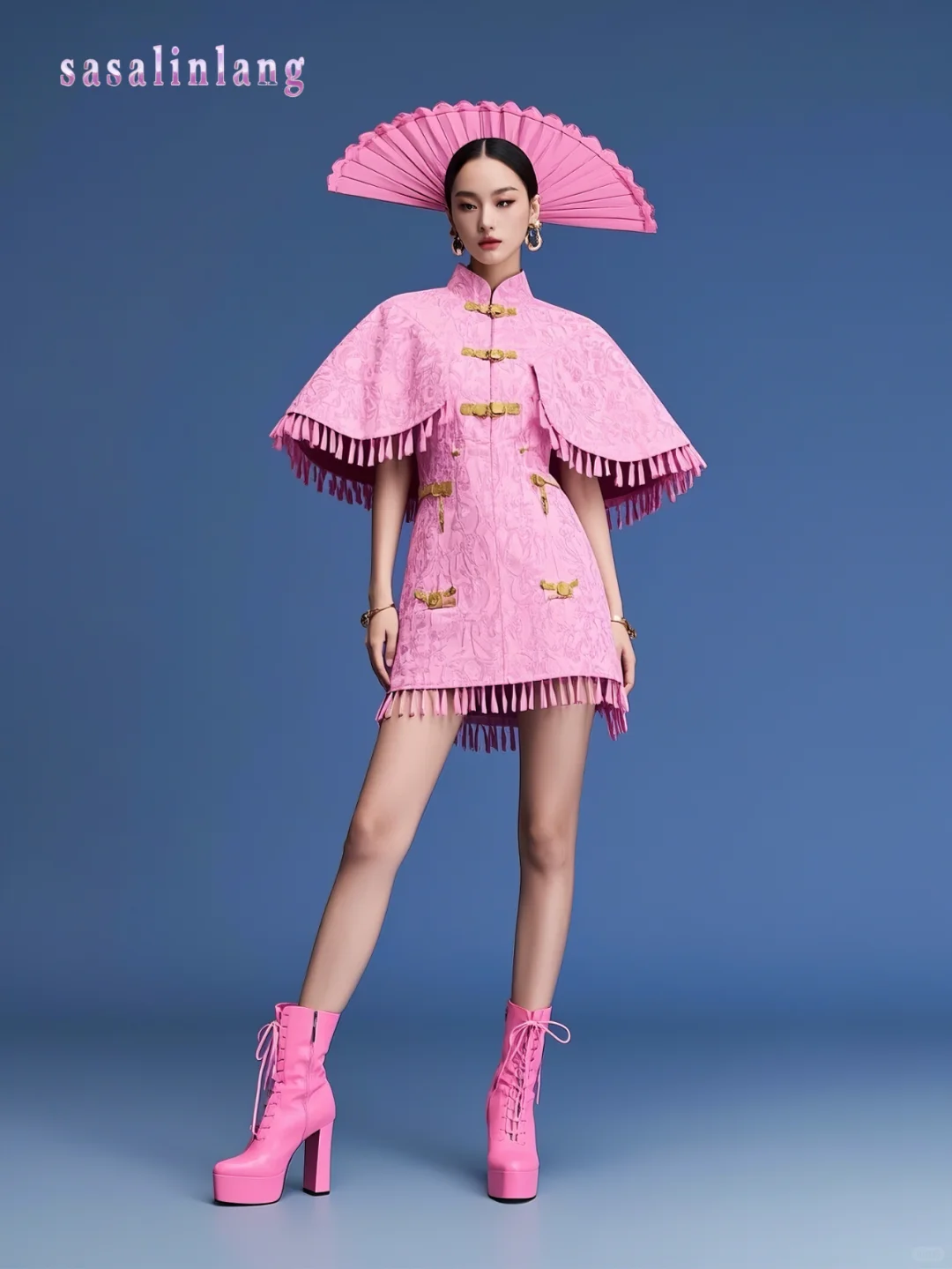 时尚非遗｜2025旗袍fashion 秀（粉系斗篷二