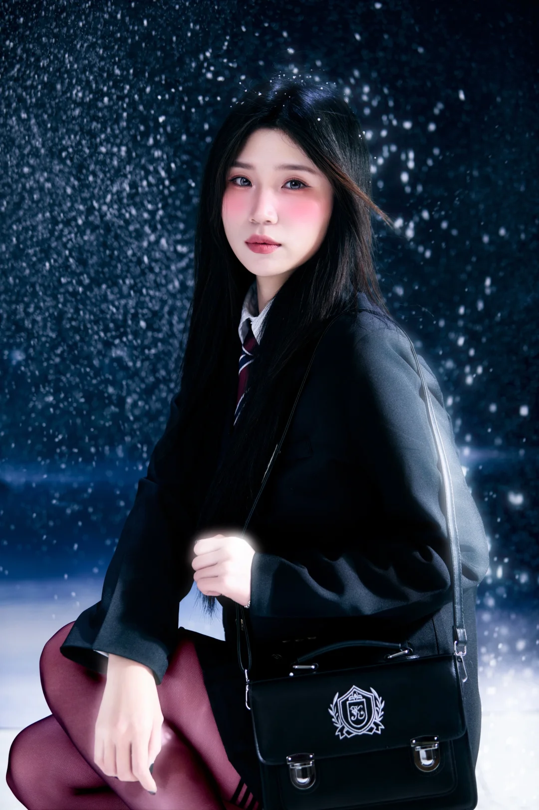 雪景制服韩式写真