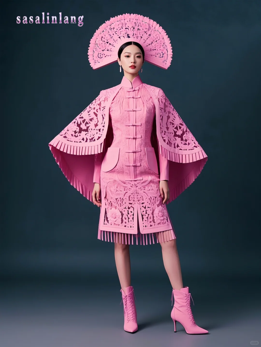 时尚非遗｜2025旗袍fashion 秀（粉系斗篷二