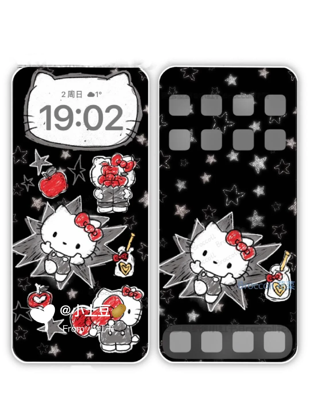 Hello kitty不一样的黑色星星主题壁纸