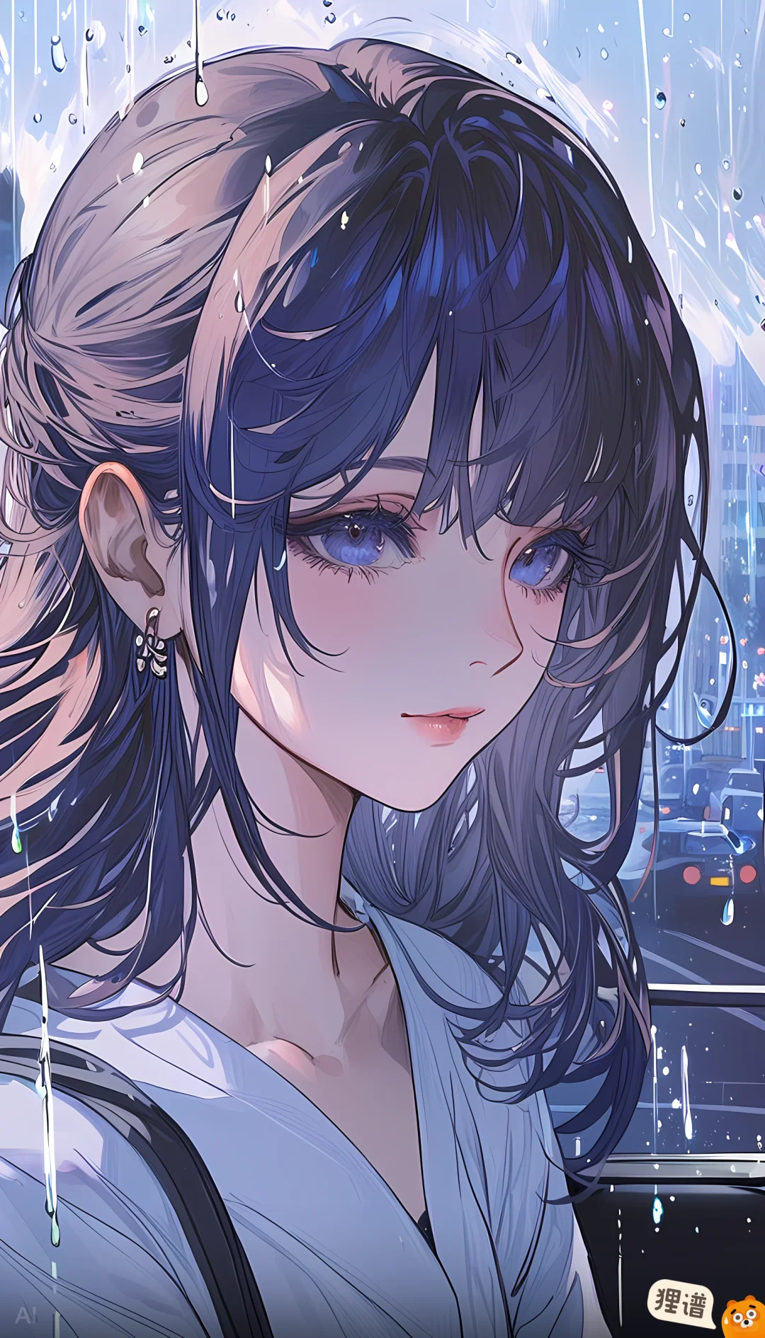 AI高清｜少女雨夜漫思