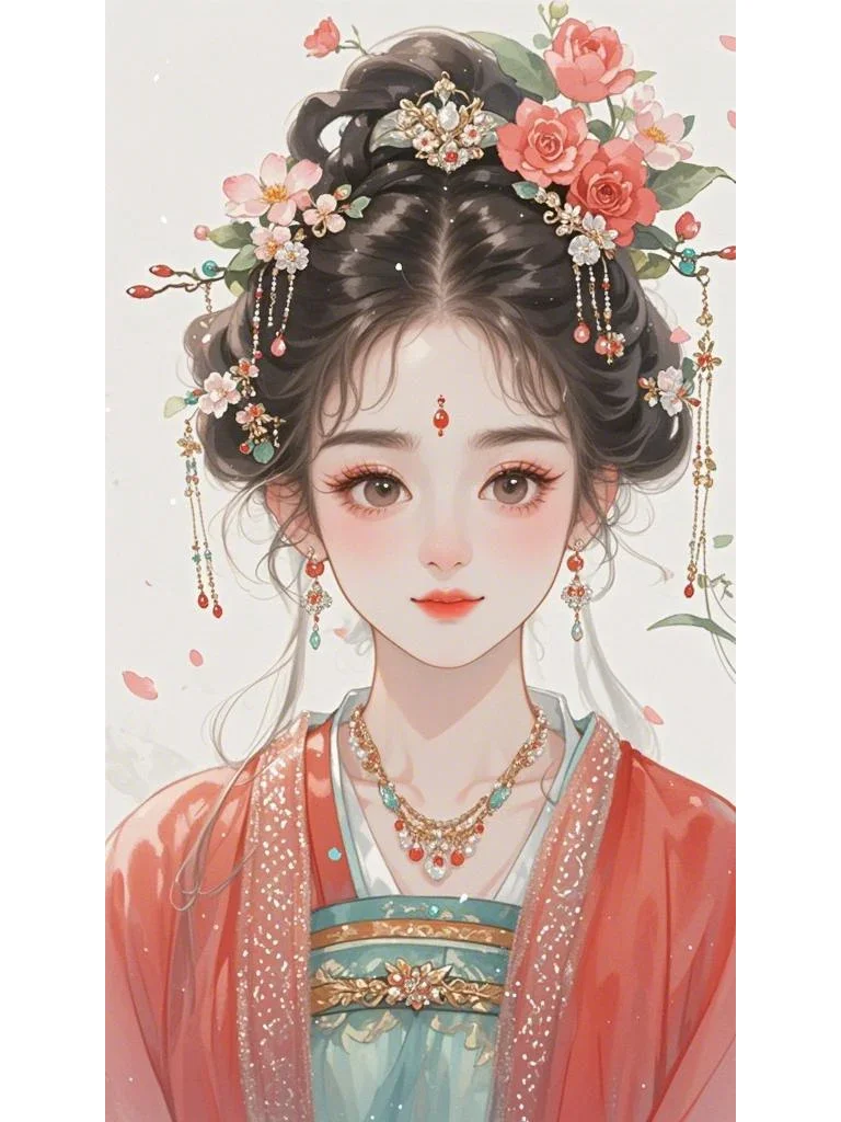 人物手绘插画古装，肖像，