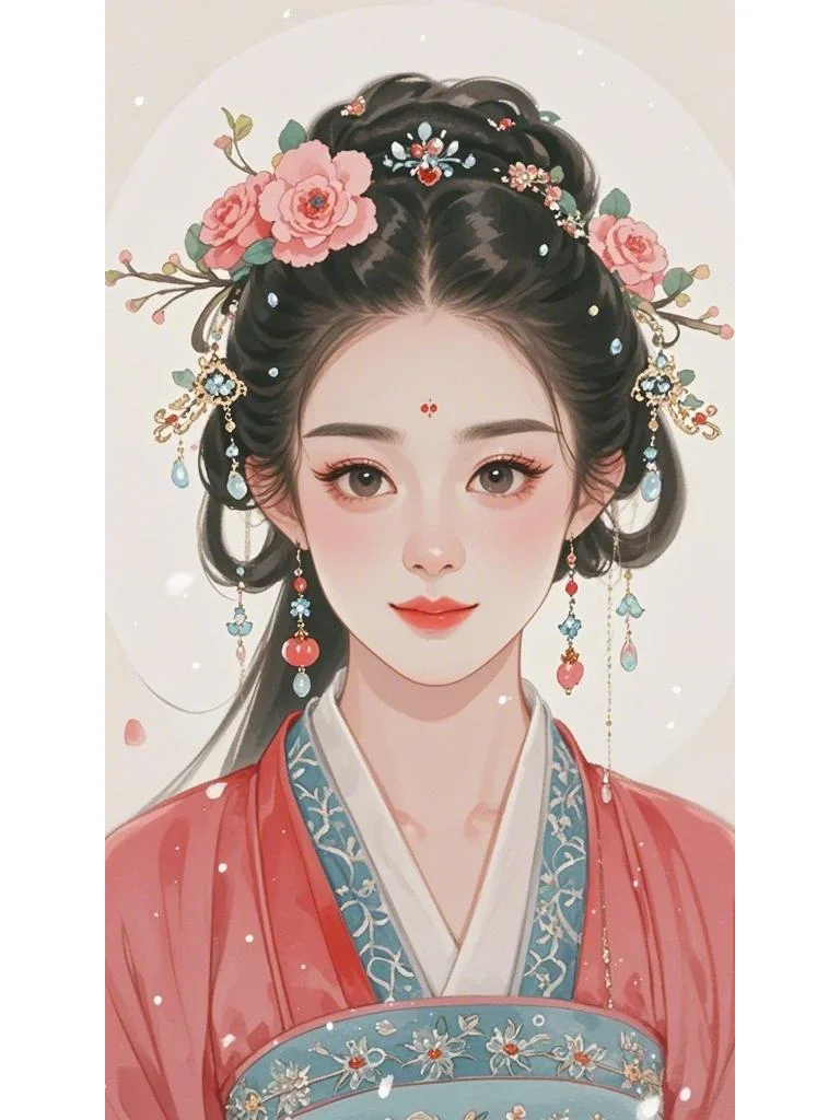 人物手绘插画古装，肖像，