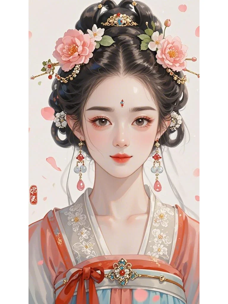 人物手绘插画古装，肖像，