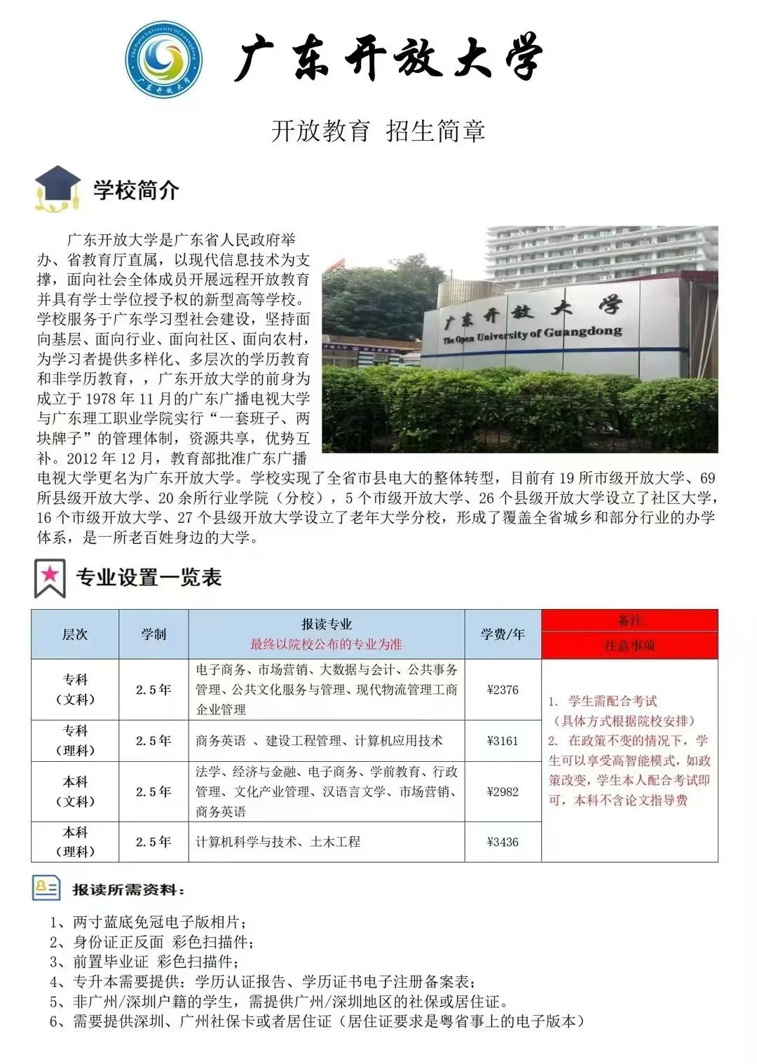 广东开放大学春季招生