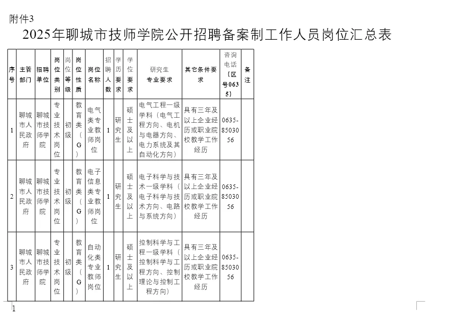 2025年聊城市公开招聘备案制工作人员公告