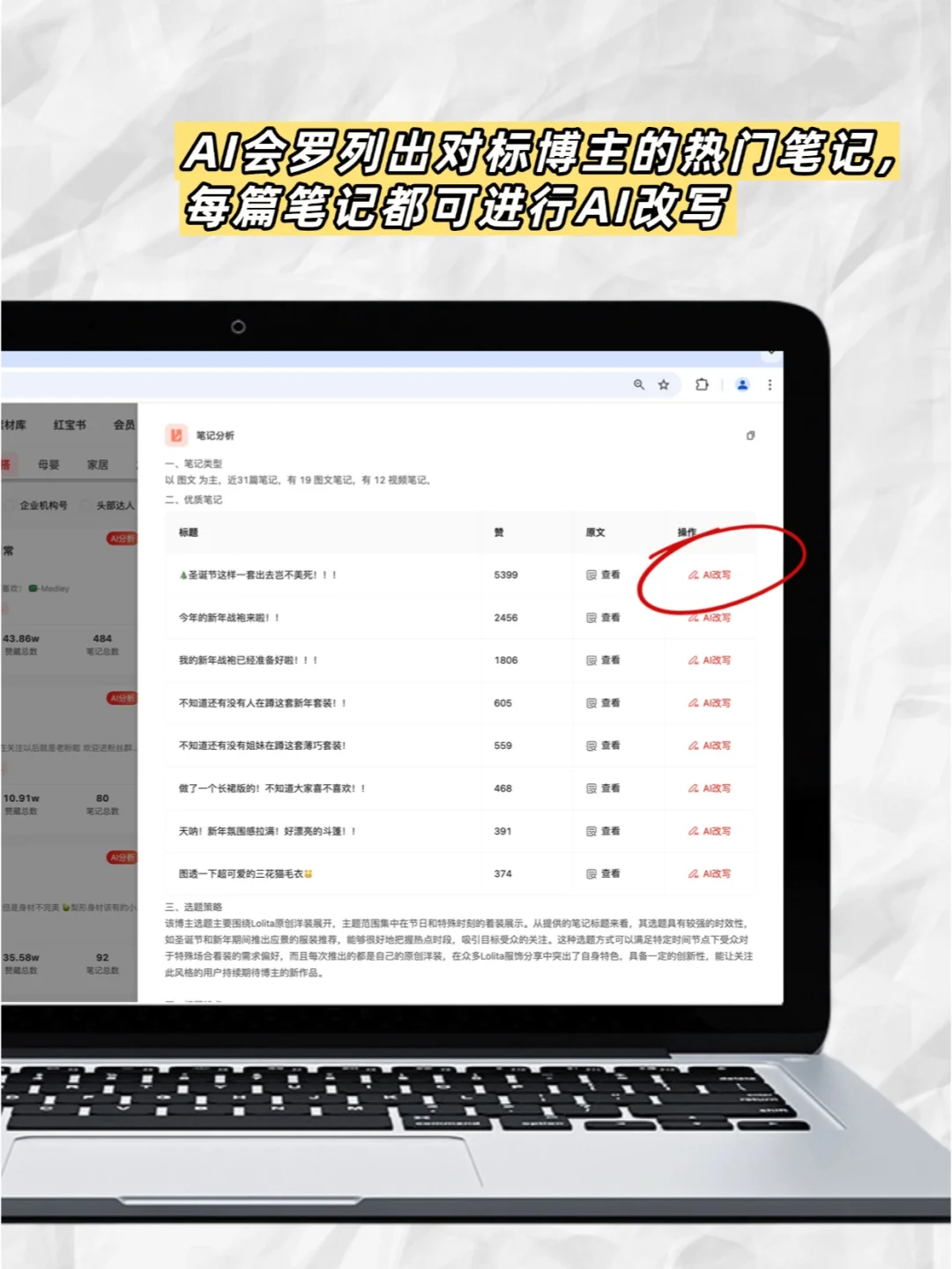 小红书网页版对标账号查询分析入口?