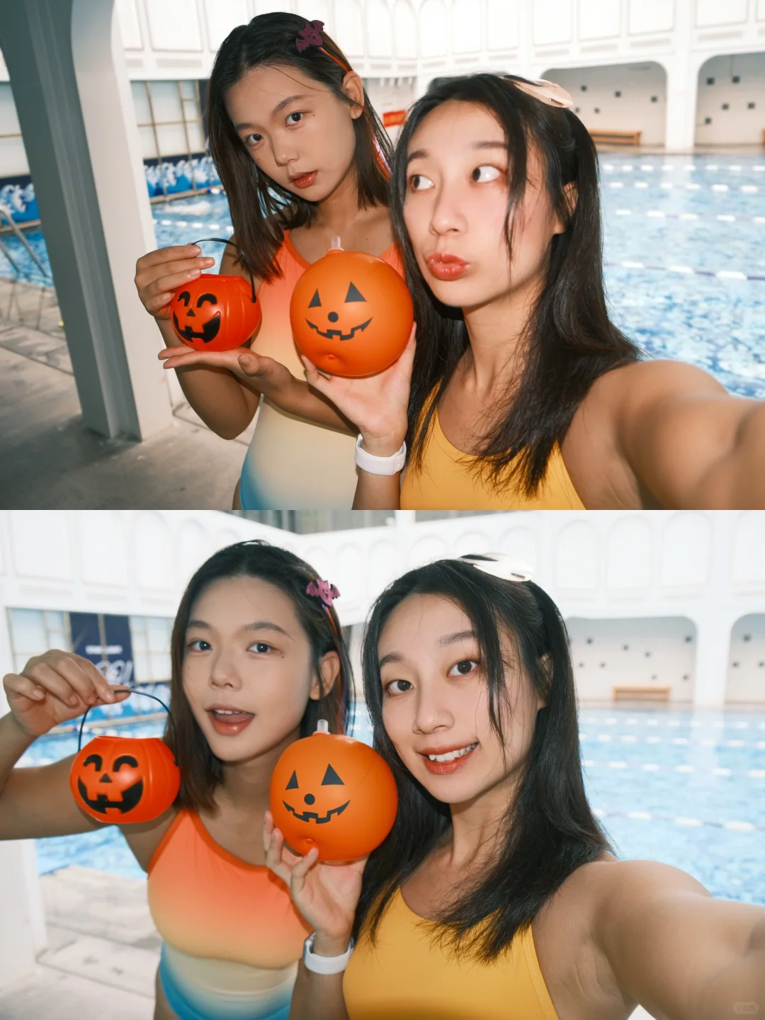 Halloween游泳女生的万圣节