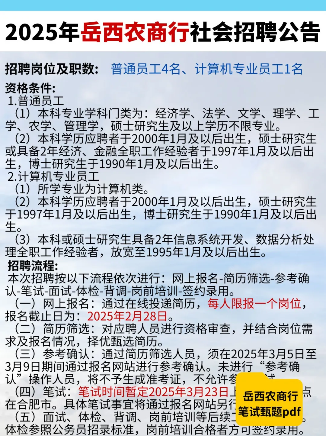 2025 岳西农商行社会招聘，来哦🎊*^_^*