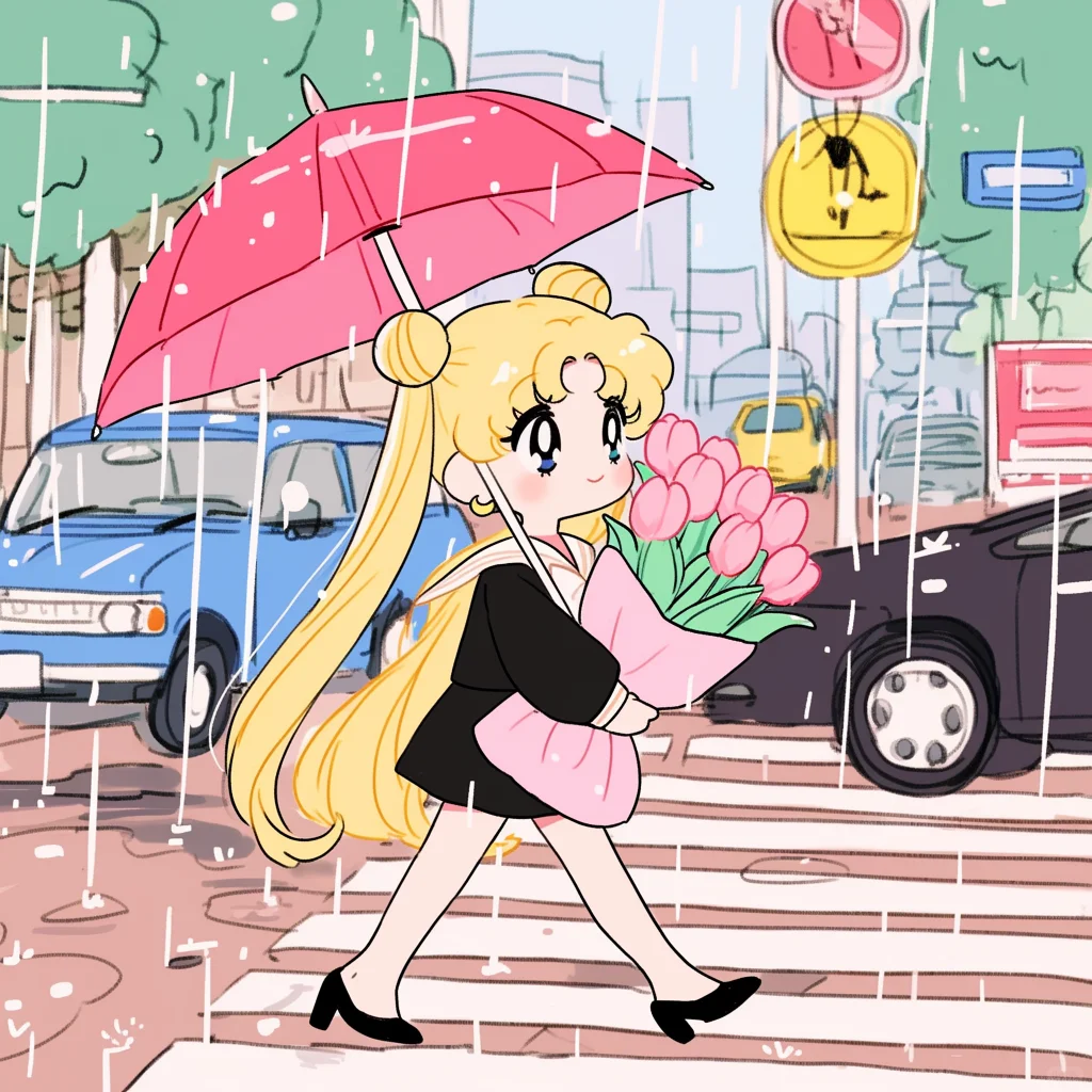 下雨天别忘记给自己撑伞｜治愈系美少女头像