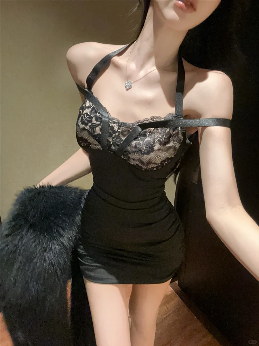 纯欲风💋性感蕾丝吊带裙👗