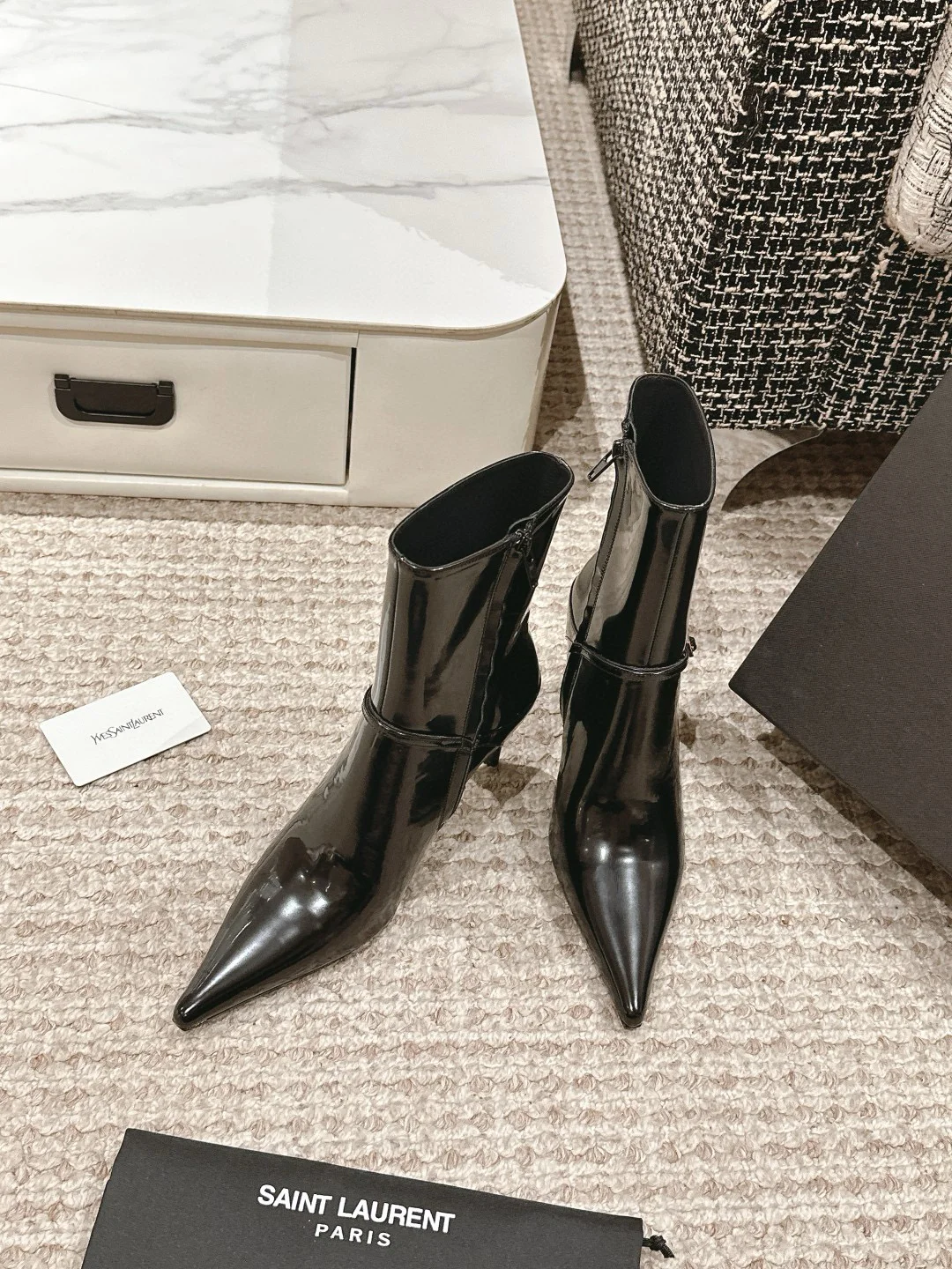 Saint Laurent YSL圣罗兰尖头高跟短靴