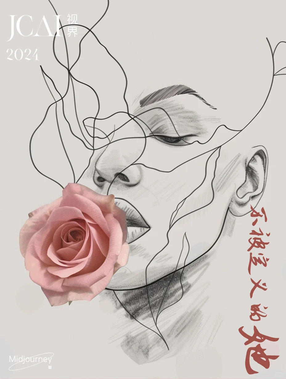 AI商业应用之女神节海报 | 面部线描抽象画