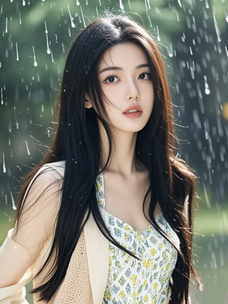 美女壁纸︳雨中的绝色校花，美到心坎里?