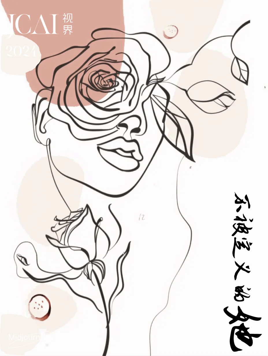 AI商业应用之女神节海报 | 面部线描抽象画