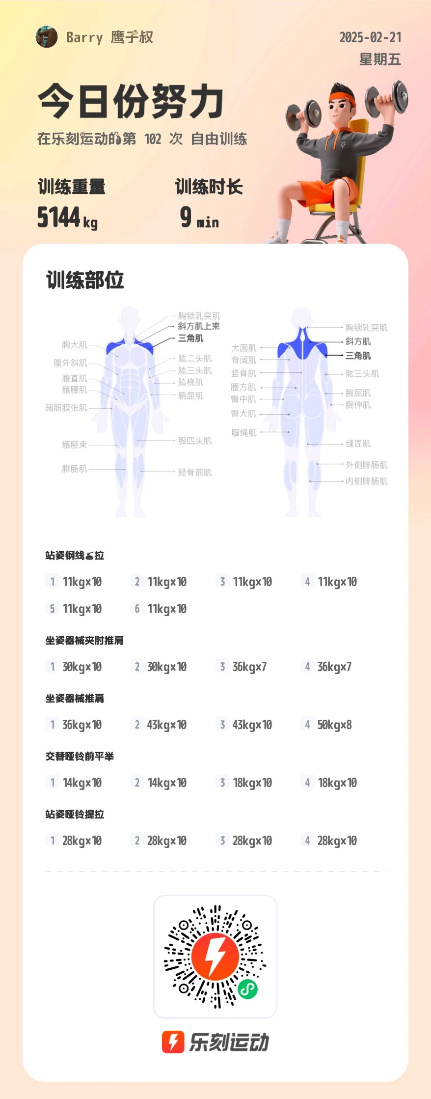 郑州中原区乐刻找个能至少每周五练健身女搭