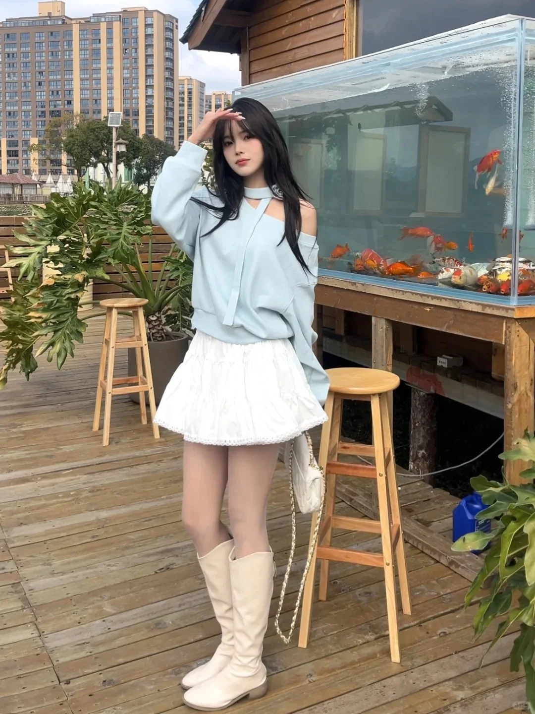 奶蓝甜心的春日 OOTD，温柔又灵动🌸