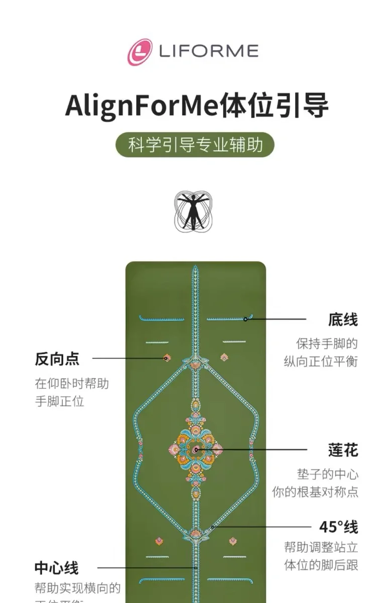 Liforme瑜伽垫女天然橡胶专业健身垫吸汗防