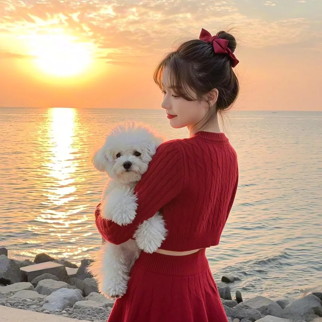 夕阳海边❤️女生背影头像