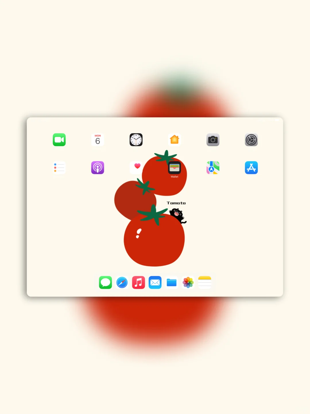 iPad电脑插画壁纸丨猫猫与番茄壁纸来啦！