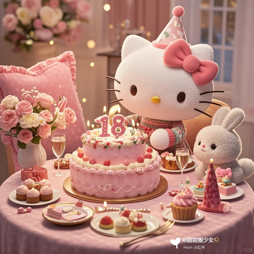 今天我生日? ｜HelloKitty生日蛋糕图?