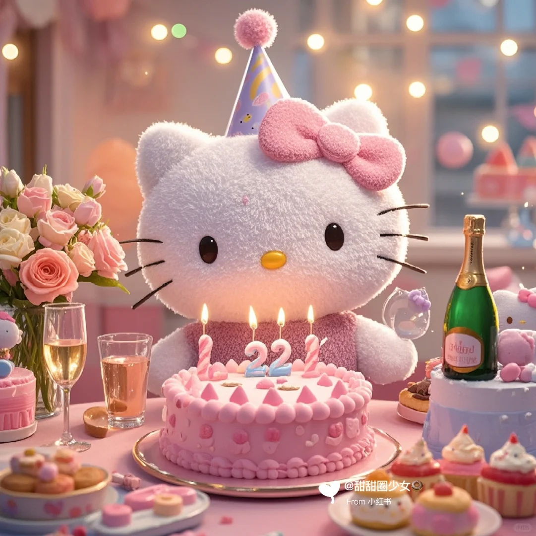 今天我生日? ｜HelloKitty生日蛋糕图?