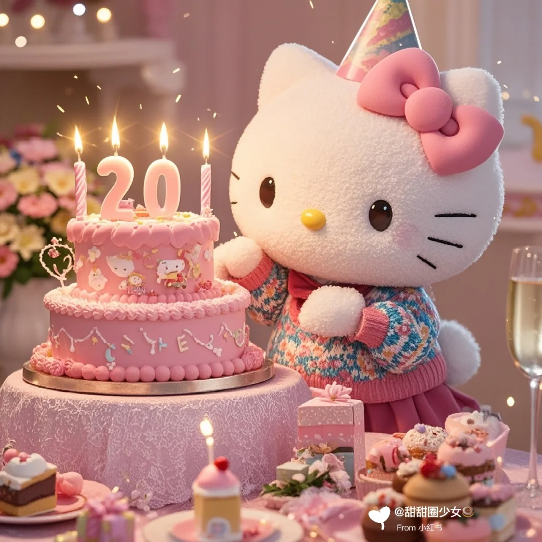 今天我生日🎂 ｜HelloKitty生日蛋糕图💖