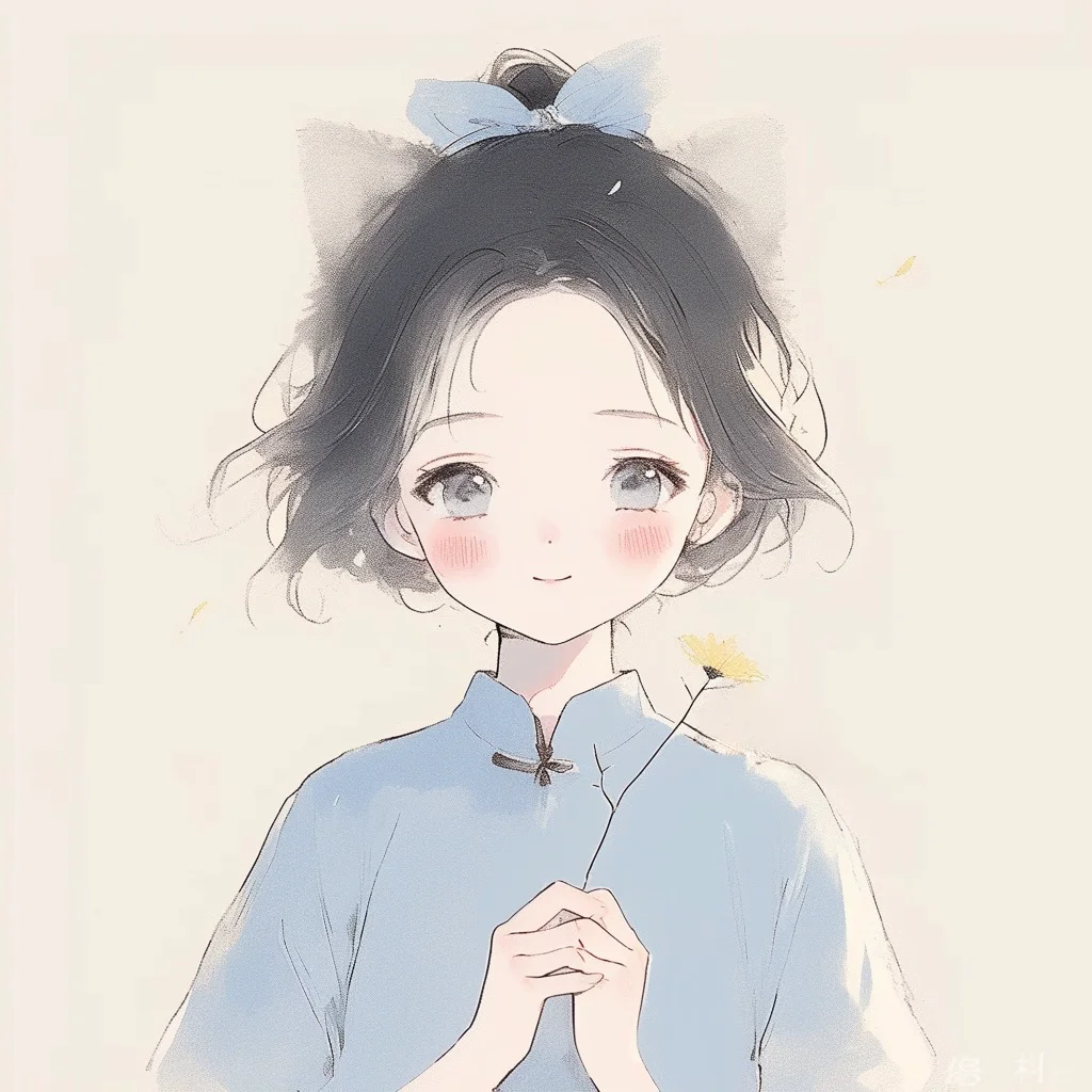 少女和花