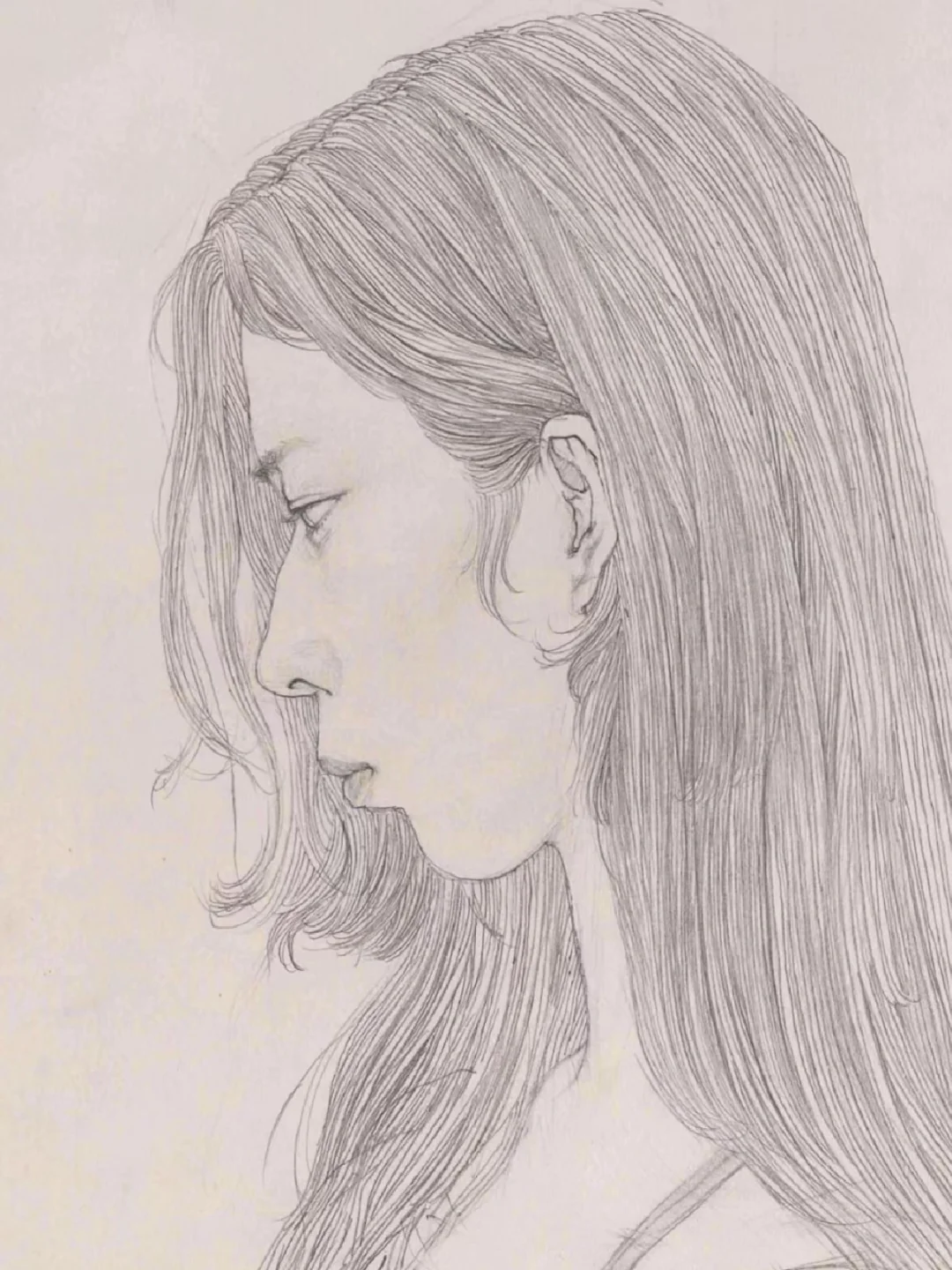 正侧女青年线性素描分享，，，，，，，