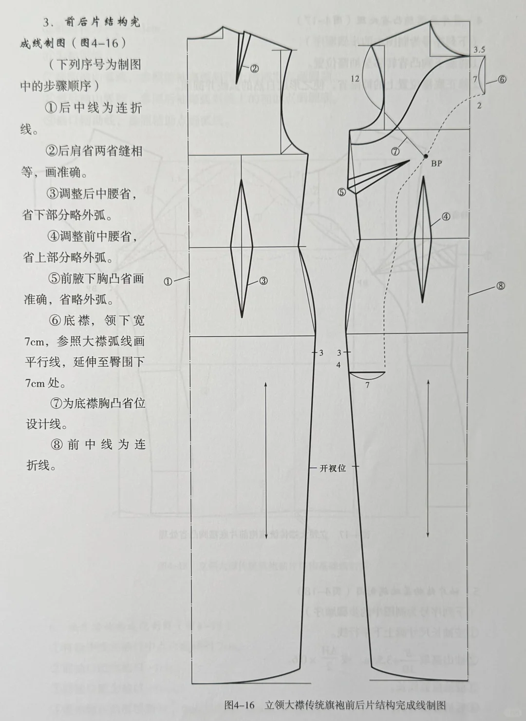 分享一个旗袍打版方法、旗袍裁剪图。