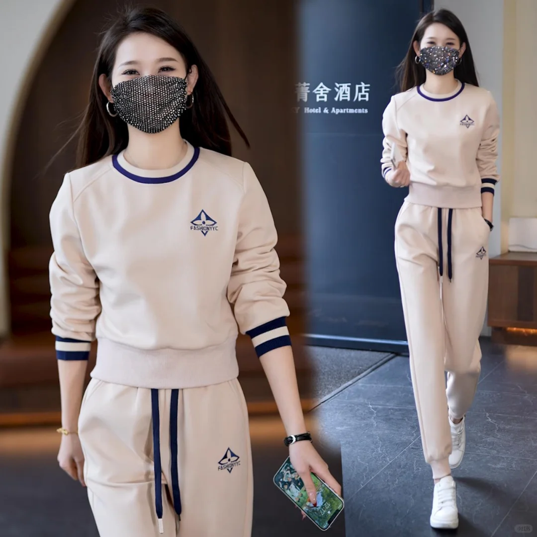 时尚休闲运动服套装女2024春季新款洋气