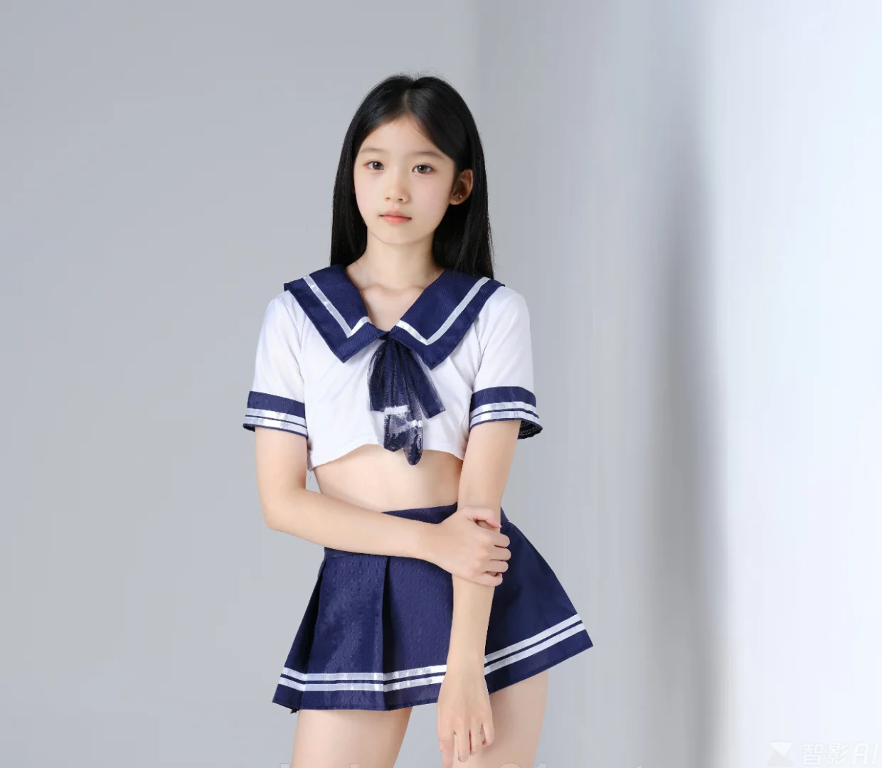 AI绘图摄影棚中的少女