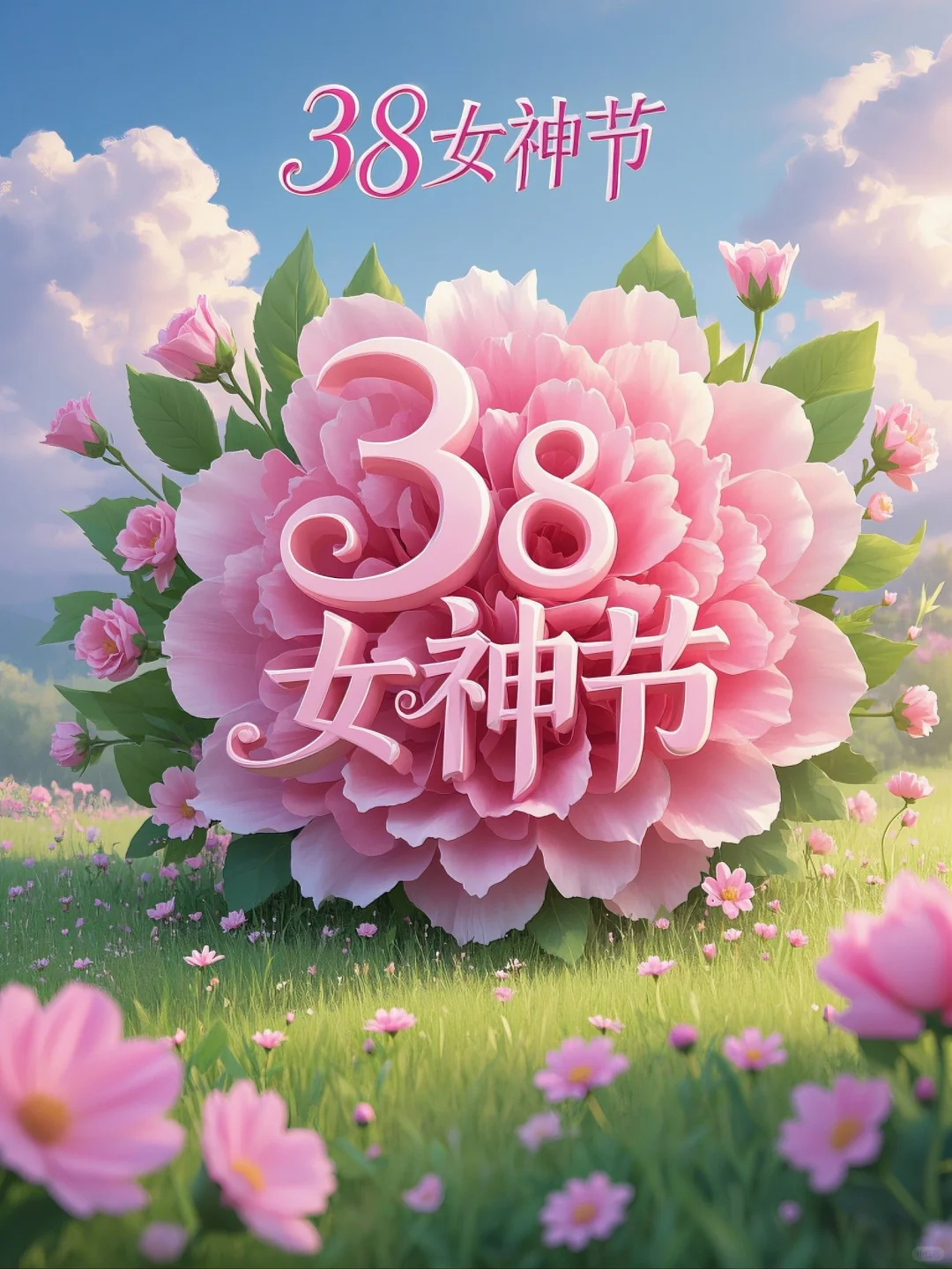 "三八节至，女神绽放，美丽如初，光芒万丈。"