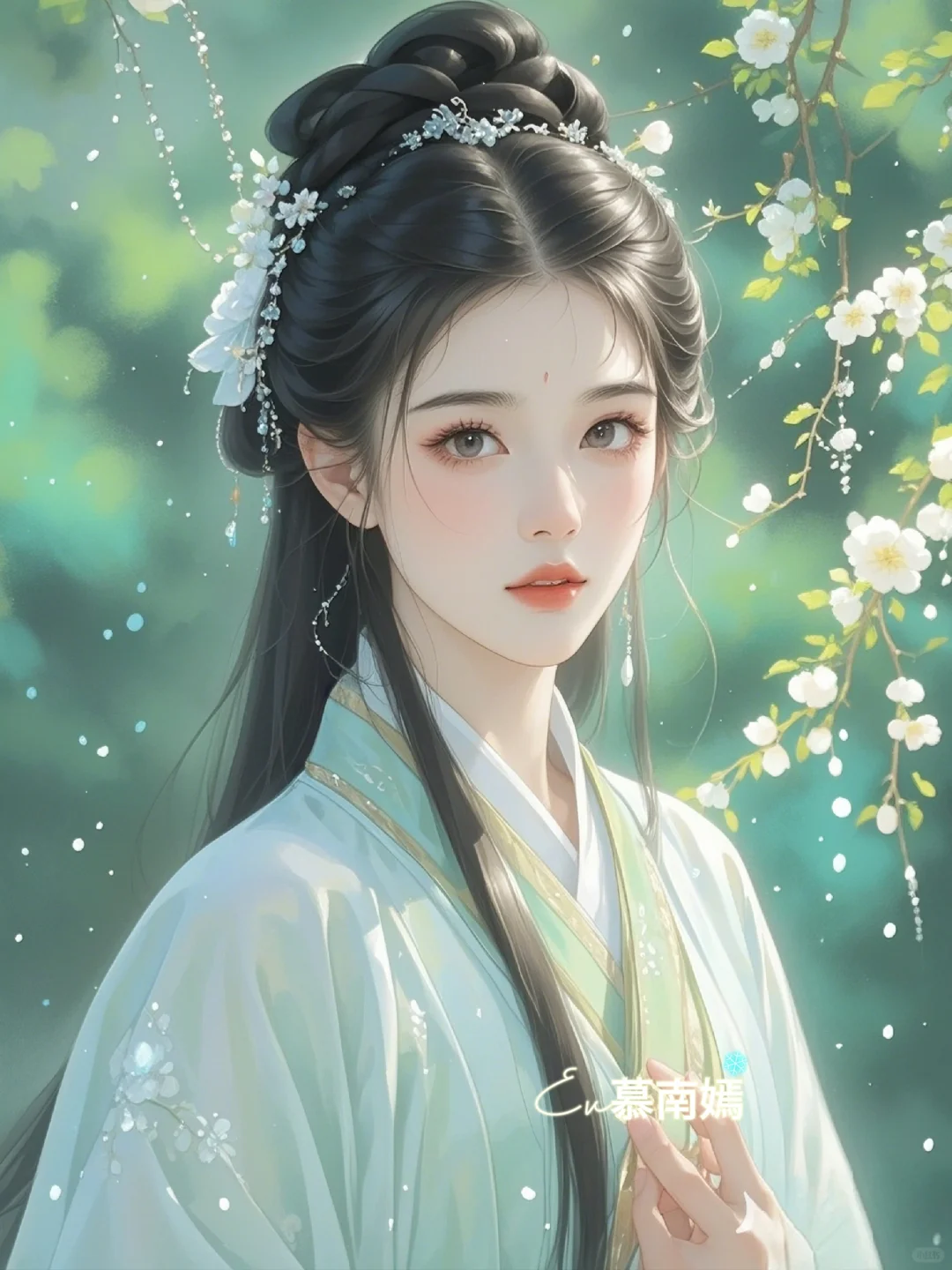 “梦回花间寻古韵，美人如画映月明。”