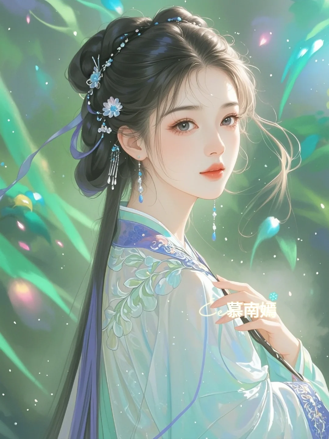 “梦回花间寻古韵，美人如画映月明。”