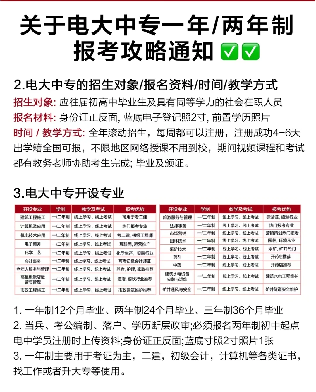 河北邢台一年制/两年制电大中专报考攻略