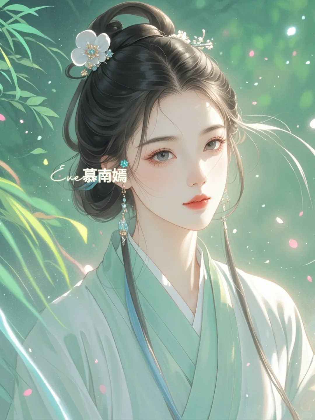 “梦回花间寻古韵，美人如画映月明。”