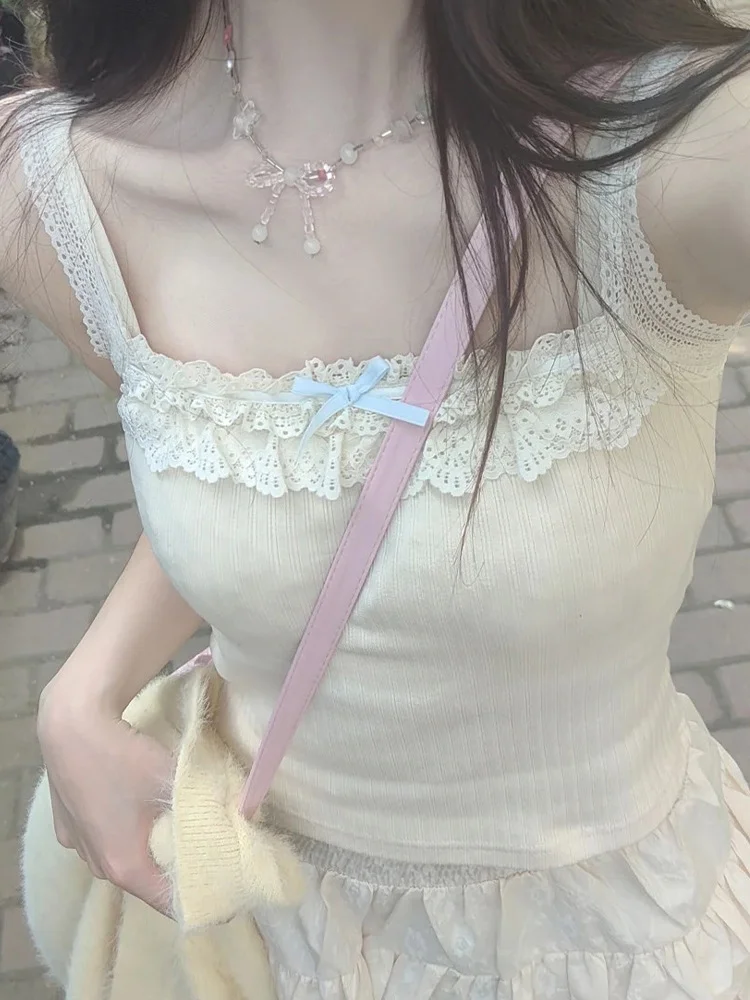 夏日必备💖杏色蕾丝吊带背心