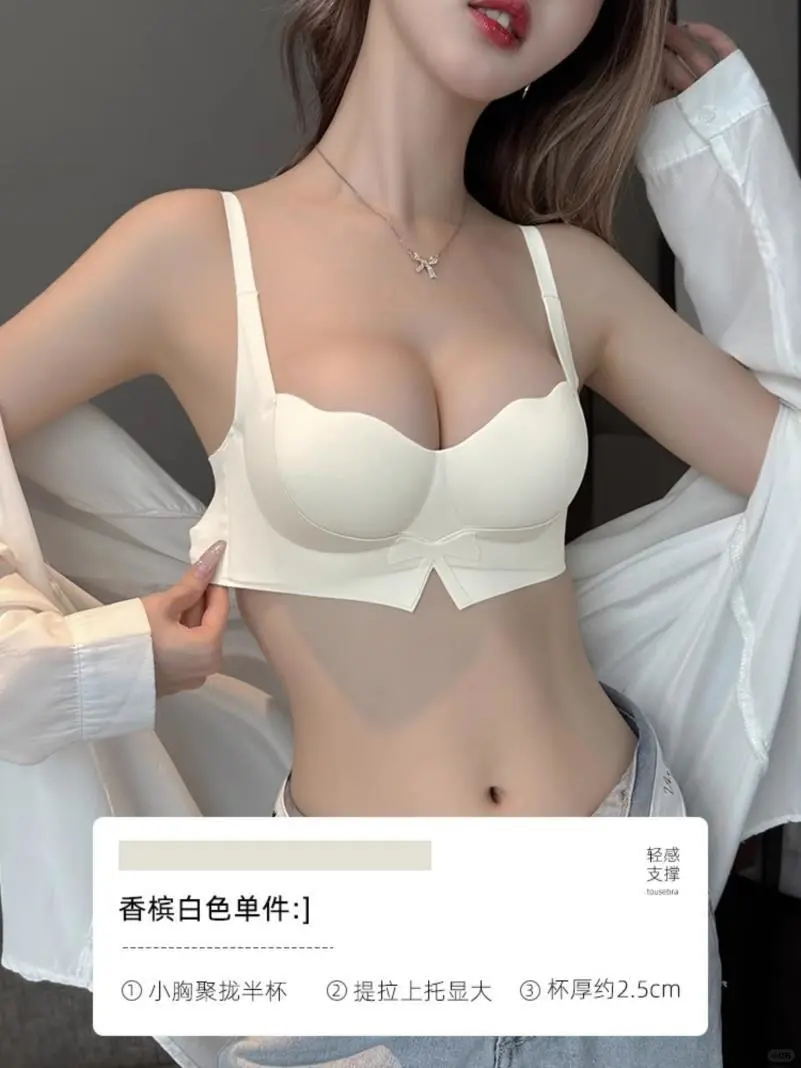 无痕内衣女小胸聚拢加厚显大收副乳防下垂白