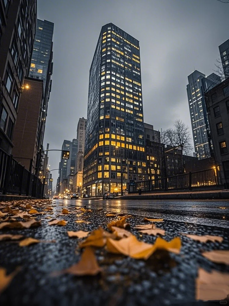 落叶唯美夜景（礼貌拿图）